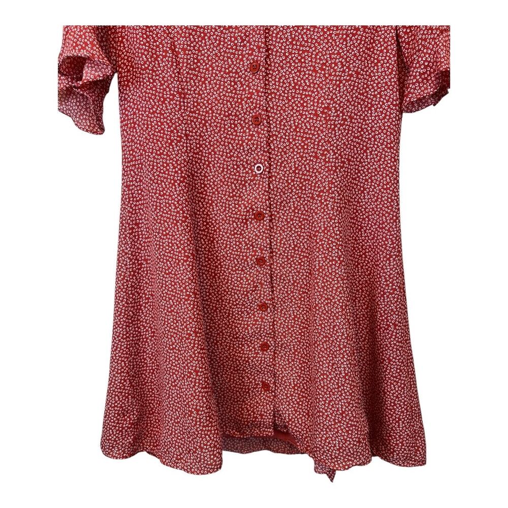 Lulus Lulu's Castana Rust Red Button Up Skater Dr… - image 4